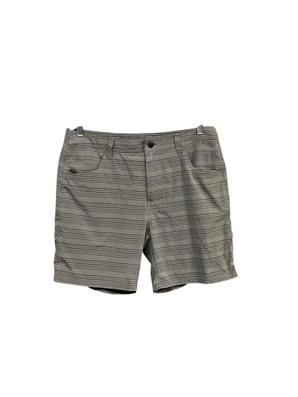 Kuhl Upriser Shorts Men’s 36 Gray Striped 8” Hiking Performance Outdoor